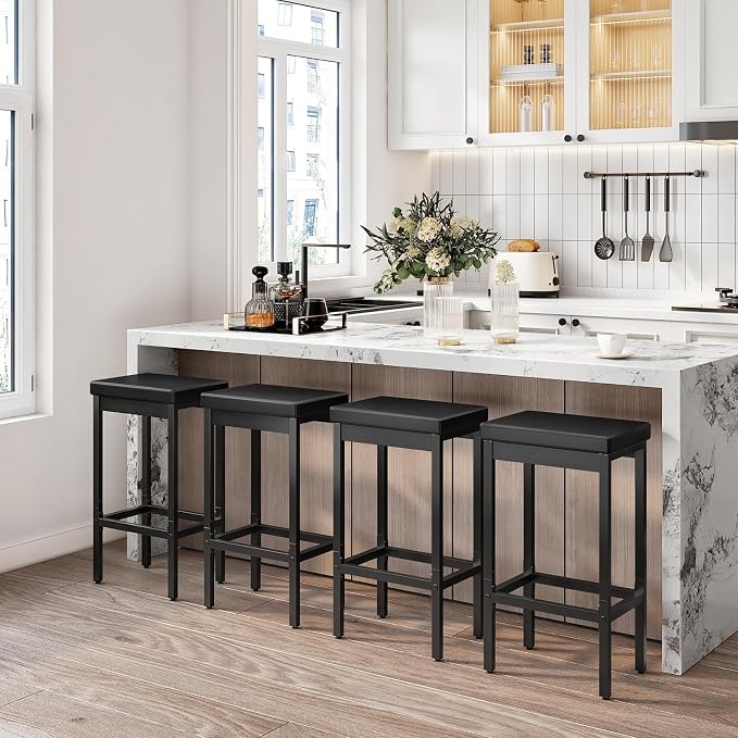 HOOBRO Bar Stools, 24.8-Inch Height Stools, Breakfast Bar Stools, Kitchen Stools - Image 4