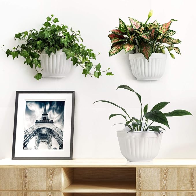 ORIMERC 4 Pack White Wall Planter Pots Vertical Living Wall Hanging Planters - Image 5