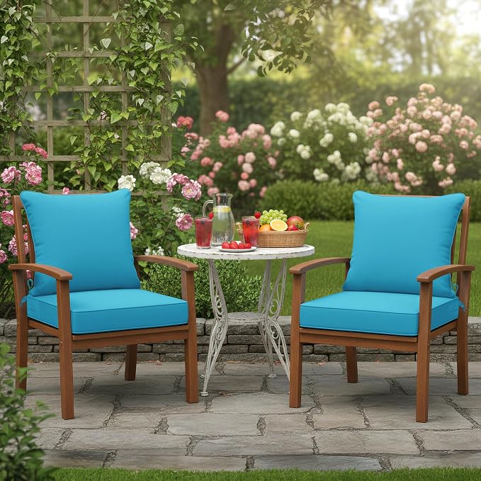 Outdoor Backrest and Deep Seat Cushion Set, Waterproof Fade Resistant Patio - Image 2