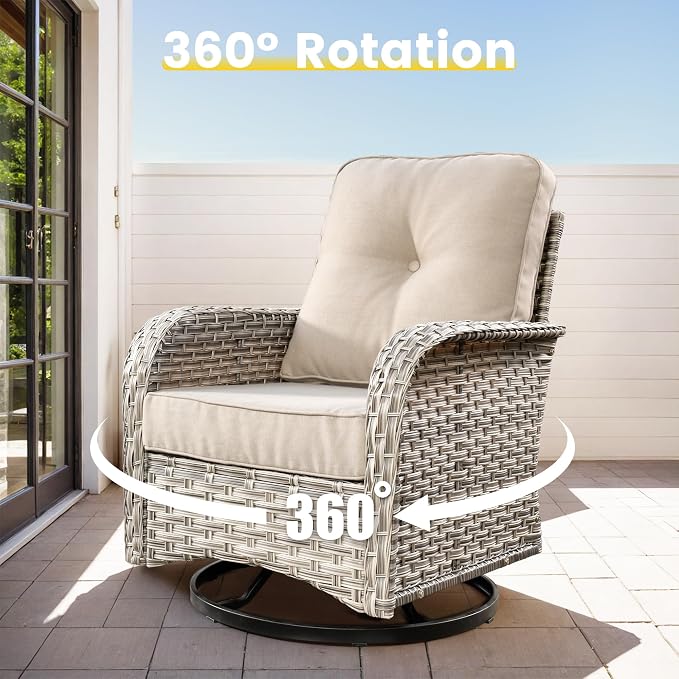 Outdoor Sectional Patio Furniture Set, 8 Pieces Wicker Conversation Sets L - Image 4
