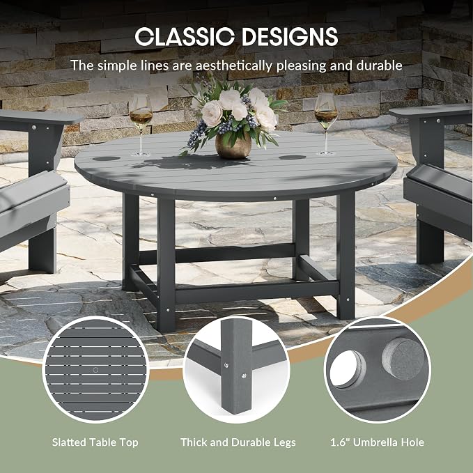 WestinTrends Malibu Low Outdoor HDPE Round Patio Coffee Table - Image 8