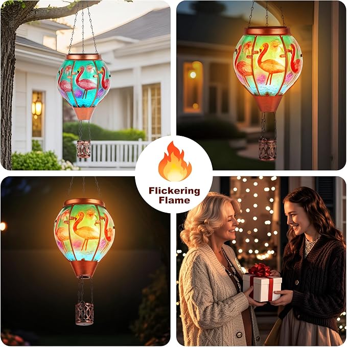 Flamingo Solar Hot Air Balloon Lantern, Outdoor Decor - Image 8