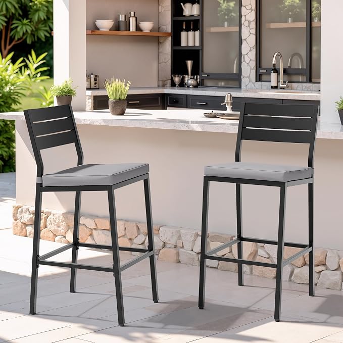 Crestlive Products Outdoor Bar Stools Set of 2, Patio Counter Height Barstools by CrestliveProducts