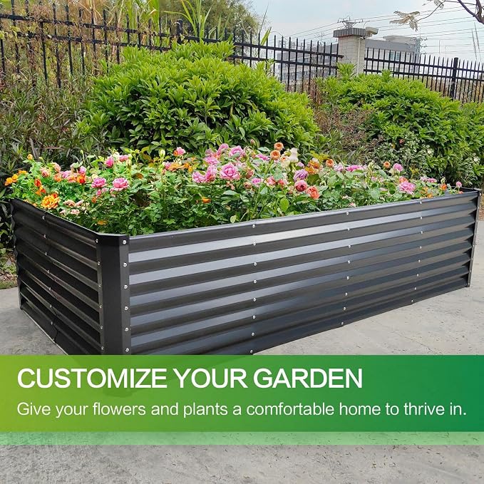 GARDMAX 8x4x2FT Galvanized Raised Garden Bed Kit, Metal Planter Boxes Outdoor - Image 2