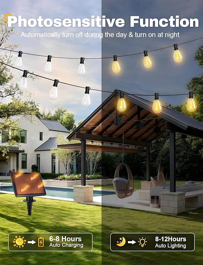 Tenmiro 120FT Solar Outdoor String Lights - Image 3