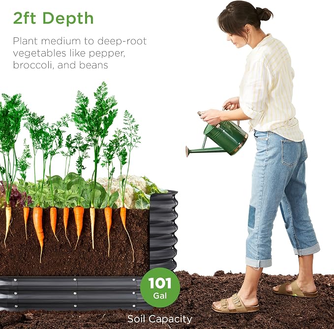 Best Choice Products 4x2x2ft Outdoor Metal Raised Garden Bed, Oval Deep Root - Image 2
