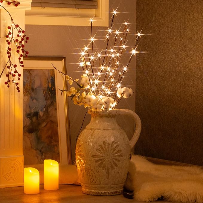 Vanthylit 3PK 30" Brown Lighted Twig Branches Pathway Light 60 LED Warm White - Image 5
