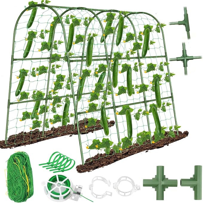 Cucumber Trellis for Raised Bed, Garden Arch Trellis for Climbing Plants Outdoor by tetutor