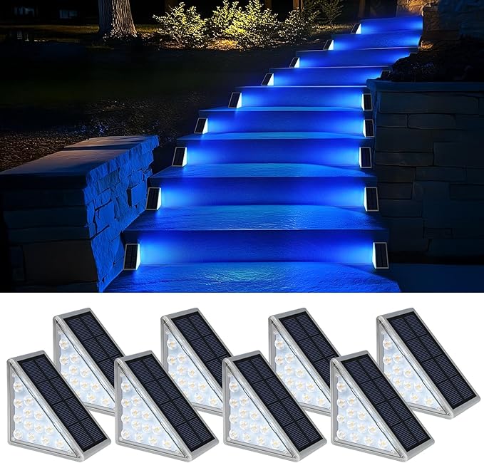 8 Pack Solar Stair Lights, Outdoor Step Lights by AUDLES