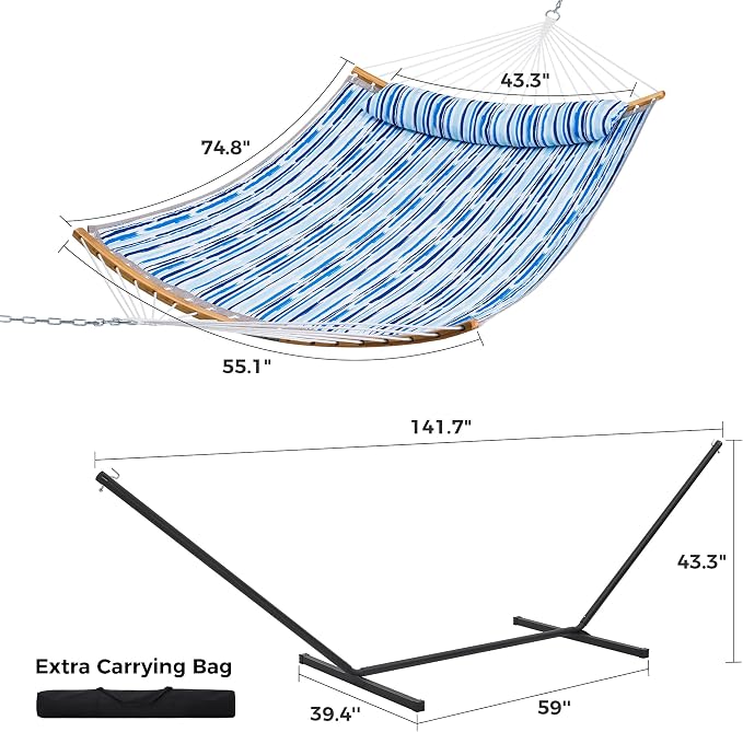 SUPERJARE Hammock with Stand, 2 Person Heavy Duty Hammock Frame, Detachable - Image 8