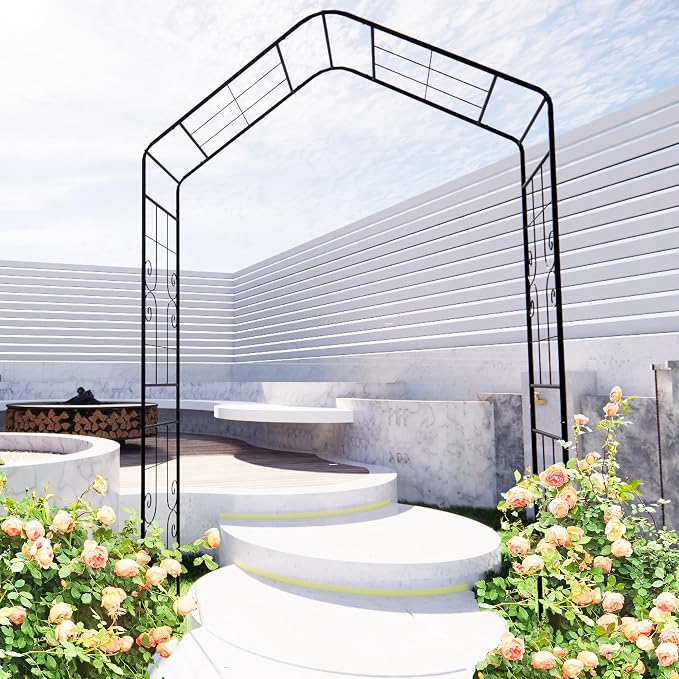 Garden Arbor, 8FT Metal Arbor Trellis - Image 6