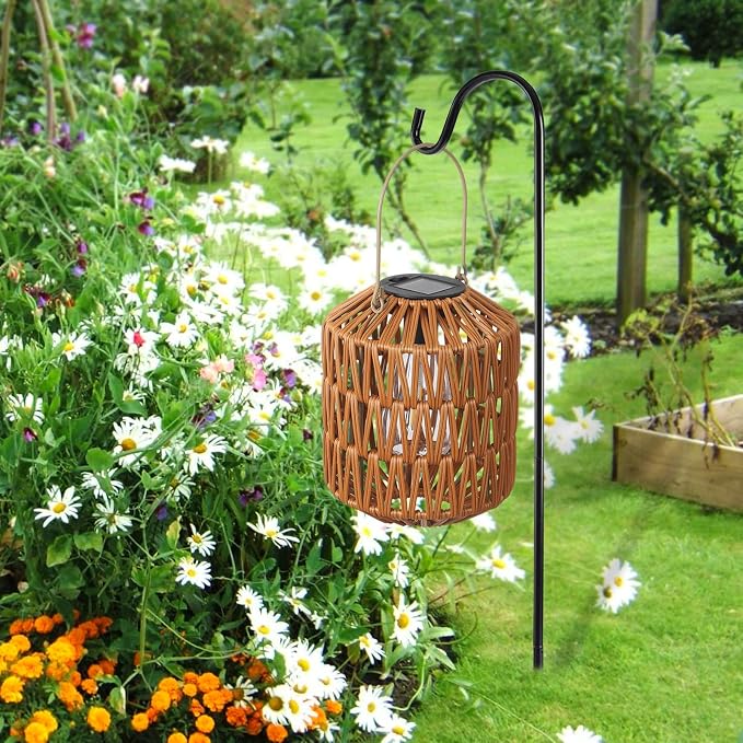 2 Pack Solar Lanterns Outdoor Waterproof, Rattan Solar Lights - Image 8