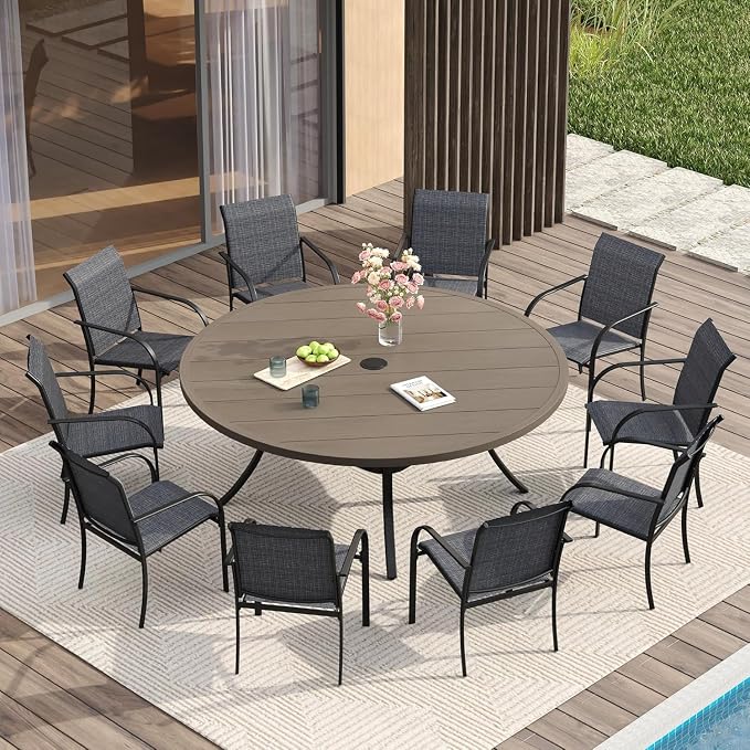 VICLLAX Large Patio Dining Furniture Set, Outdoor Dining Set by HOME