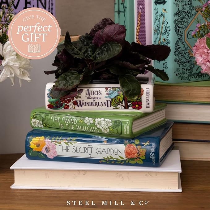 Steel Mill & Co Original Small Book-Shaped Decorative Planter, Ceramic Planter - Image 5