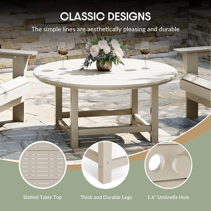 WestinTrends Malibu Low Outdoor HDPE Round Patio Coffee Table - Image 8