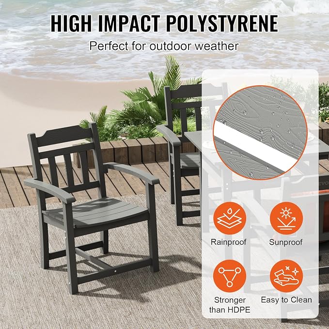 VEVOR Outdoor HIPS Patio Dining Set, 5 Pieces Patio Table and Chairs Set - Image 3