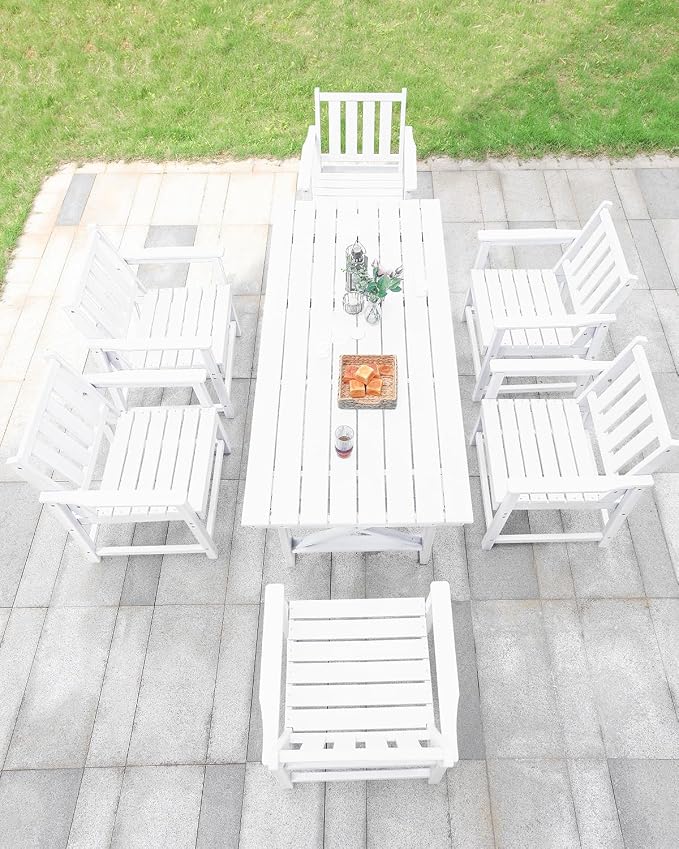 7 Pieces HDPE Outdoor Dining Set, Patio Dining Set - Image 4