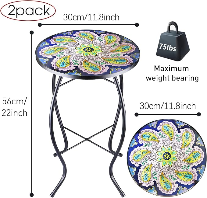 2PCS 12 Inch Small Outdoor Side Table - Image 3