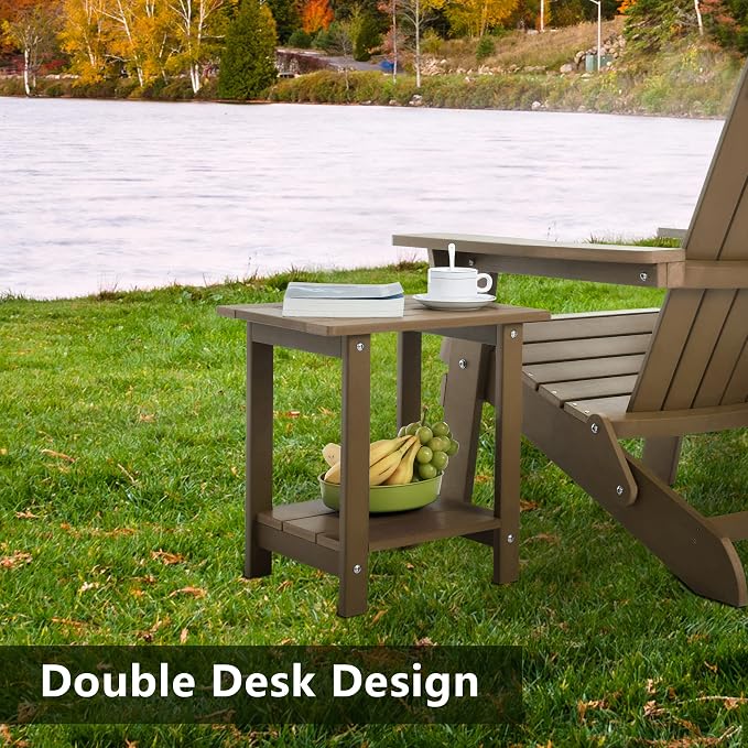 Double Adirondack Outdoor Side Table Weather Resistant, Outdoor Rectangular - Image 6