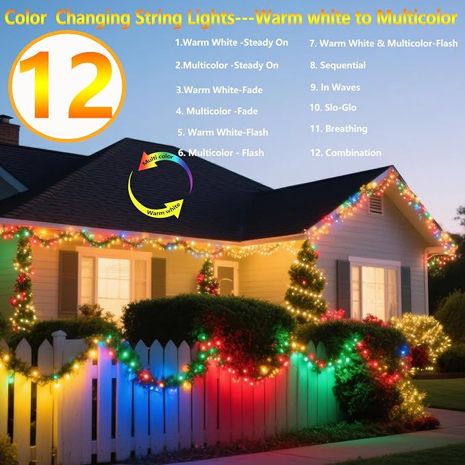 Joomer Color Changing Christmas Lights, 2 Pack Total 144FT 400 LED 12 Modes - Image 2