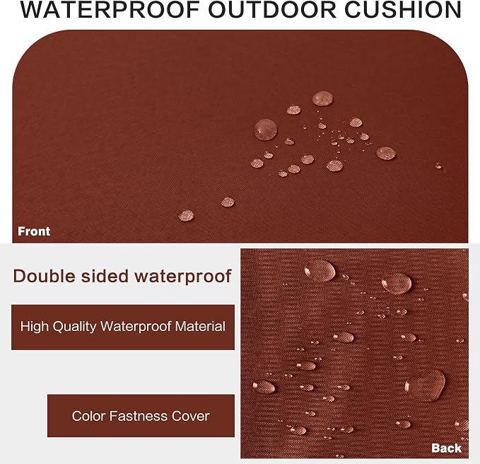 Outdoor Bench Cushion 4 inches Memory Foam Waterproof Patio Furniture Bench - Image 3