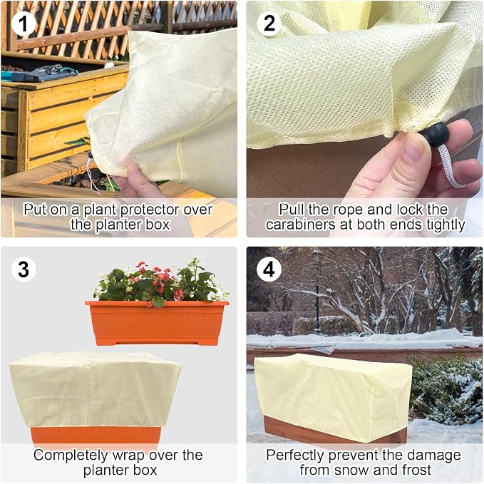 4 Pcs Rectangular Planter Box Cover Freeze Protection, Flower Box Covers Winter - Image 4