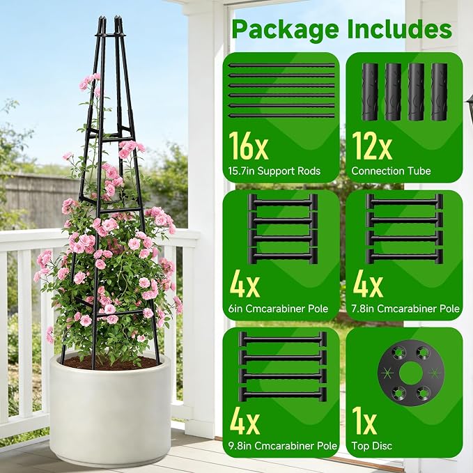 1 Pack Garden Obelisk Trellis for Climbing Plants Outdoor Indoor Pots, Plant - Image 6