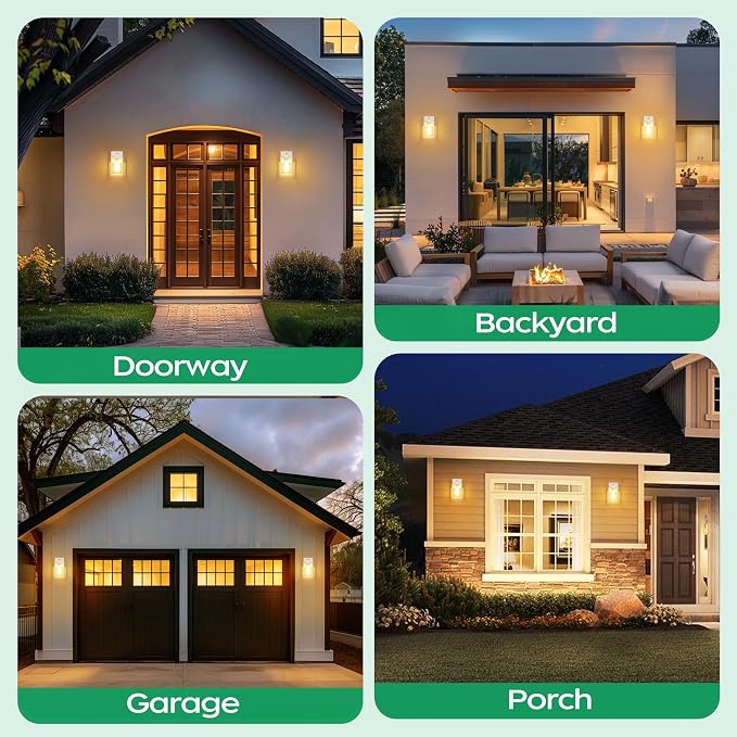 White Dusk to Dawn Exterior Lighting Fixtures Wall Mount, Outdoor Porch Lights - Image 8