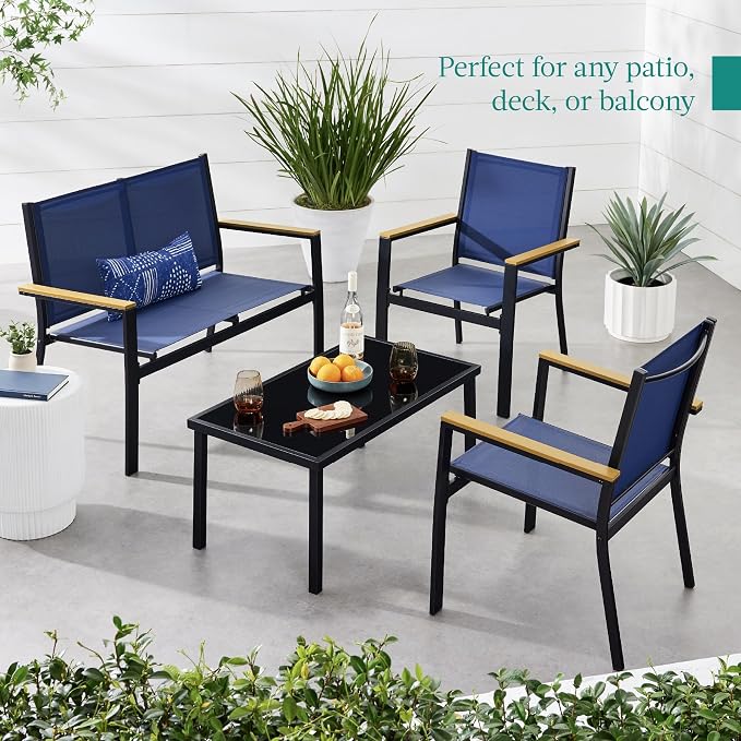 Best Choice Products 4-Piece Outdoor Textilene Patio Conversation Set, Backyard - Image 3