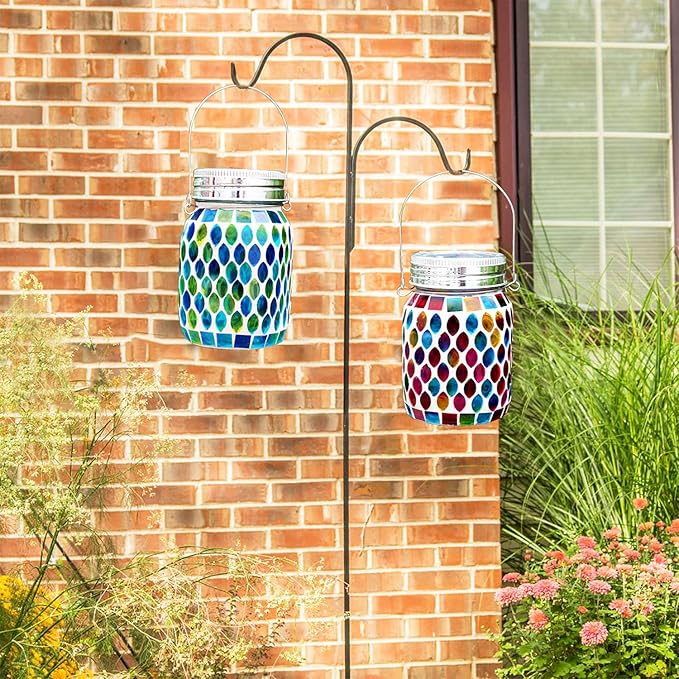 2 Pack Solar Outdoor Mosaic Lantern, Solar Lights Outdoor Hanging Lanterns - Image 8