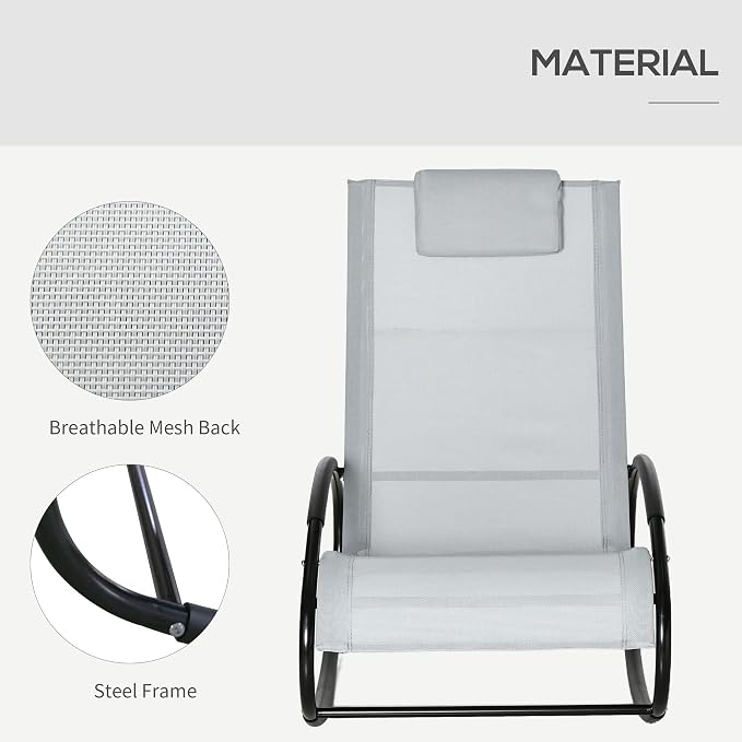 Outsunny Pool Lounger, Outdoor Rocking Lounge Chair - Image 6