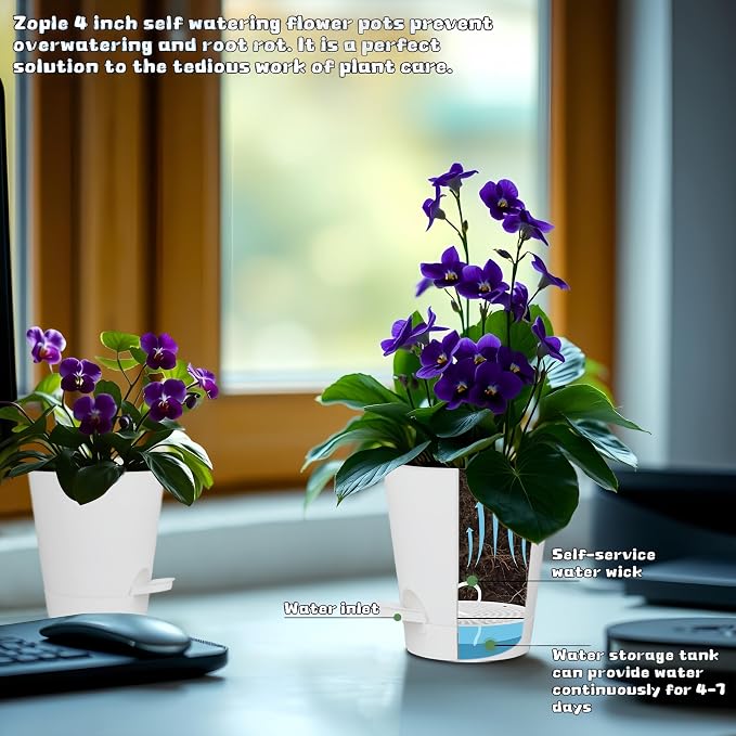 12 Pack 4 Inch Self Watering Plant Pots - Image 4