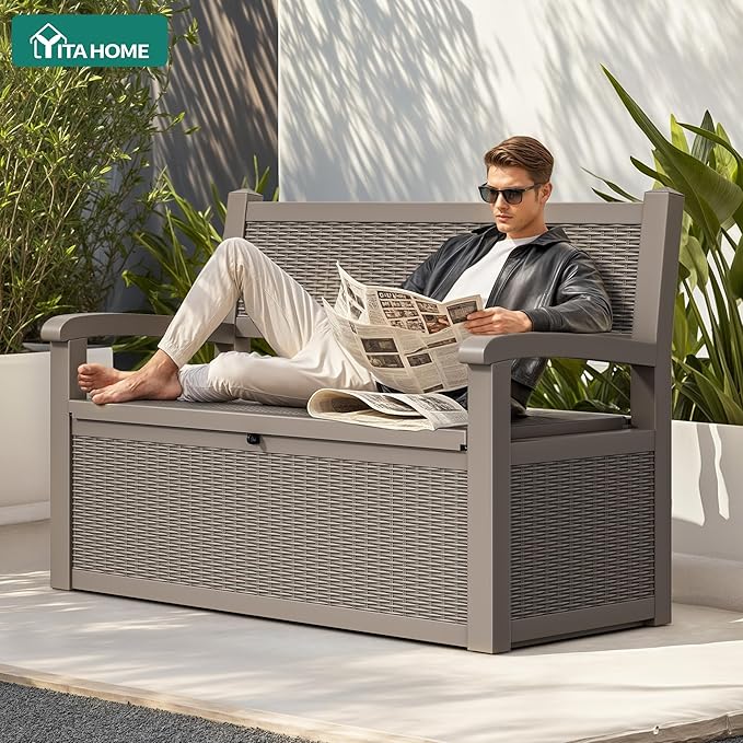 YITAHOME 70 Gallon Storage Bench Deck Box, Lockable Patio Bench, Waterproof - Image 2