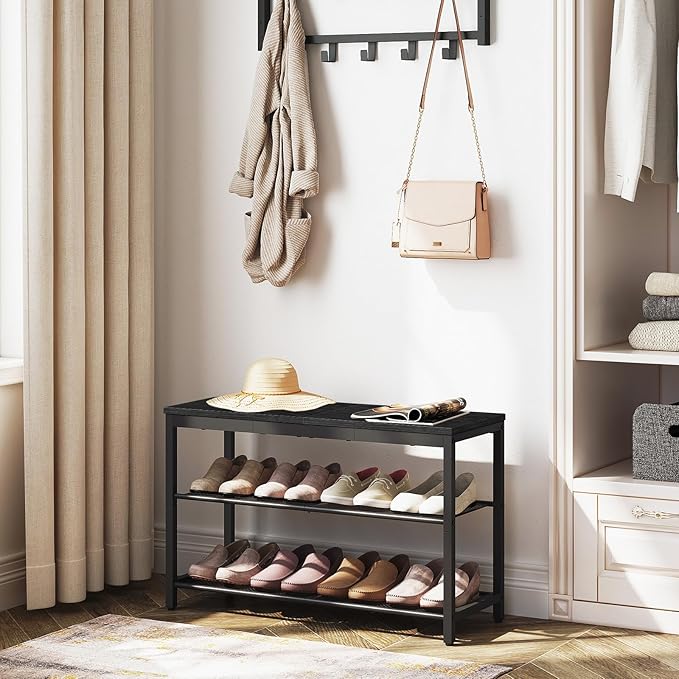 HOOBRO Shoe Bench, 3-Tier Shoe Rack, Industrial Shoe Organizer Storage Bench - Image 2