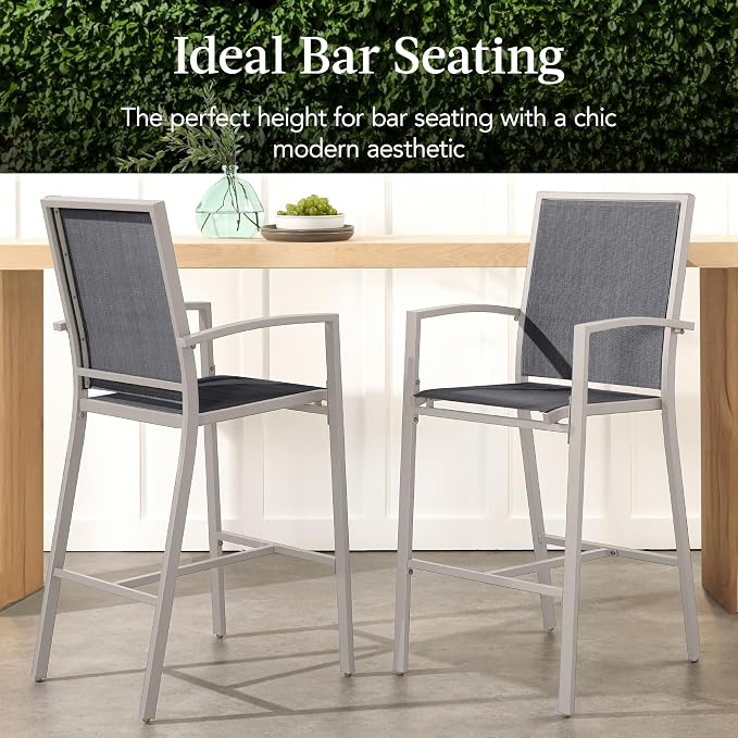 Best Choice Products Outdoor Bar Stools Set of 2, Bar Height, Patio Furniture - Image 3