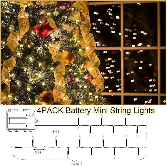 4PACK Christmas Mini String Lights Battery Operated, 16.5FT 50 Count LED Forest - Image 4