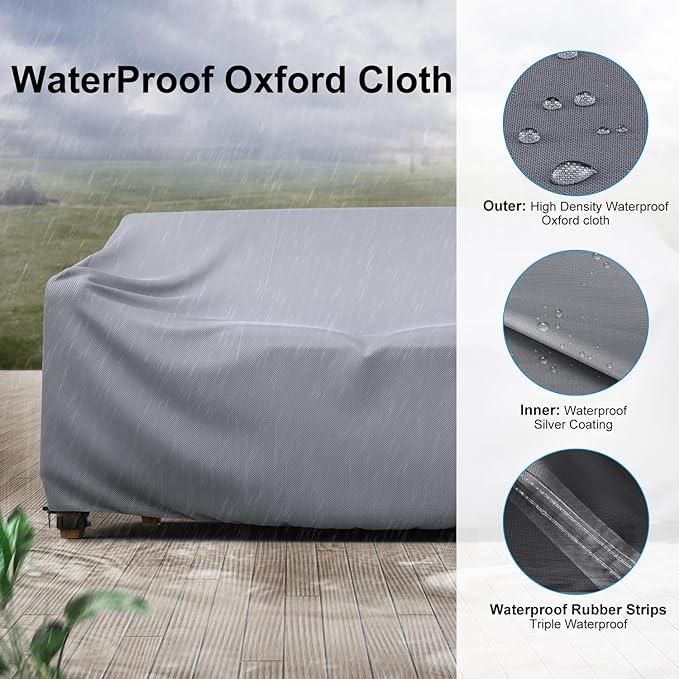 Mrrihand Heavy Duty Patio Sofa Cover, 3-Seater Outdoor Sofa Loveseat Cover - Image 5
