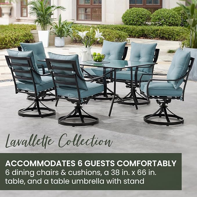 Hanover Lavallette 7-Piece Patio Dining Set, Modern Outdoor Dining Set - Image 4
