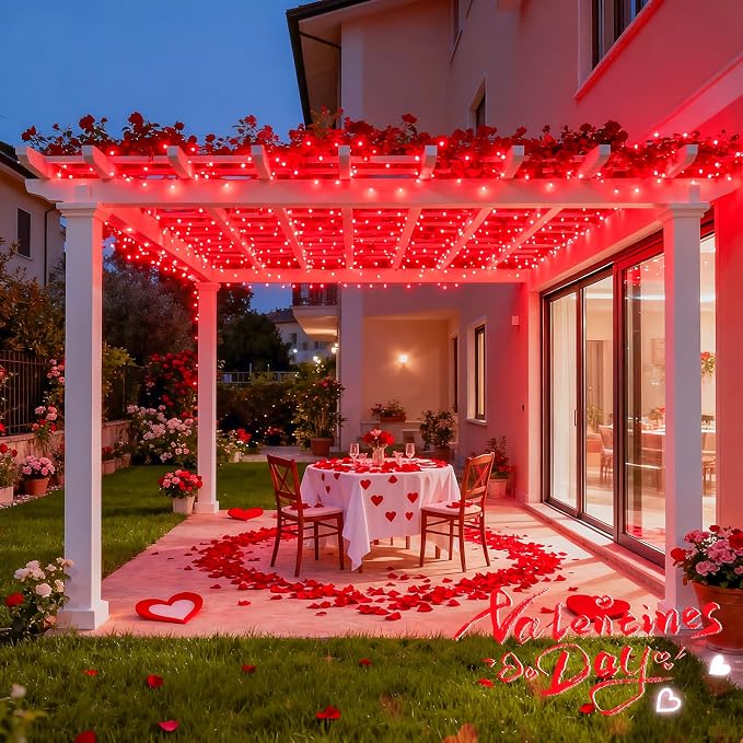 JMEXSUSS 2 Pack Red Solar Lights Outdoor Waterproof, Each 33FT 100 LED Red - Image 4