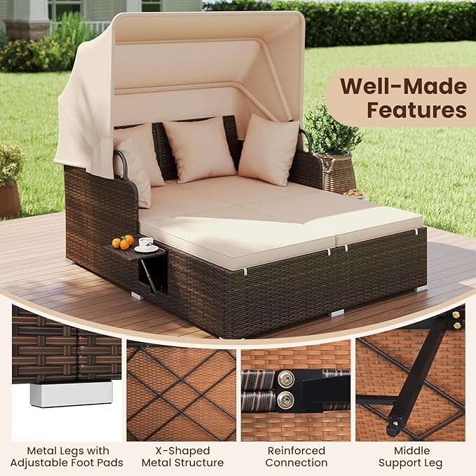 Tangkula Patio Rattan Daybed - Image 9