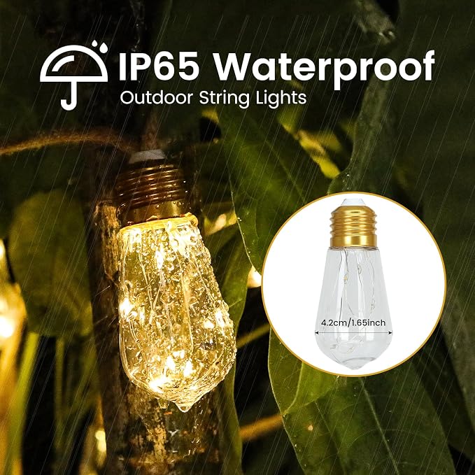 Solar String Lights, 24FT Vintage Rope Hemp Solar Outdoor String Lights - Image 3