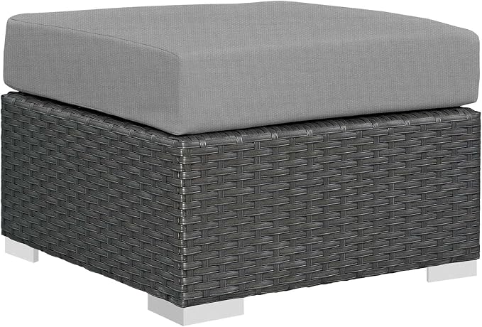 Modway EEI-1855-CHC-GRY Sojourn Outdoor Patio Sunbrella Ottoman in Canvas Gray by Modway
