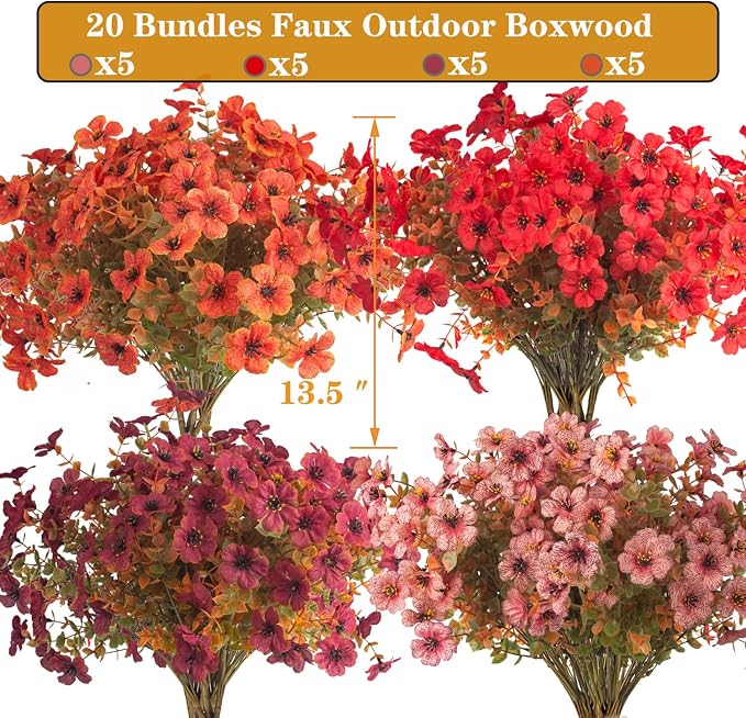 20 Bundles UV Resistant Artificial Fall Flowers - Image 2