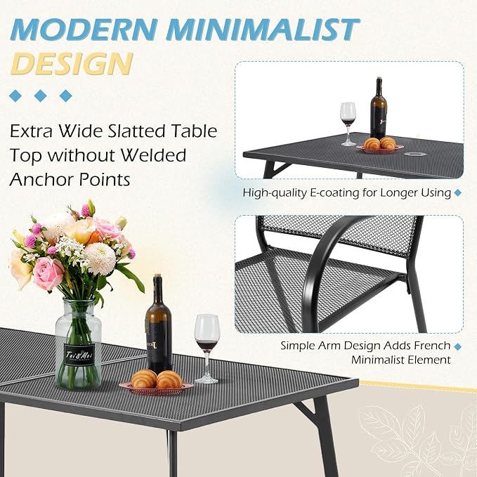 AECOJOY Metal Outdoor Table and Chairs Sets, Patio Dining Table Set - Image 2