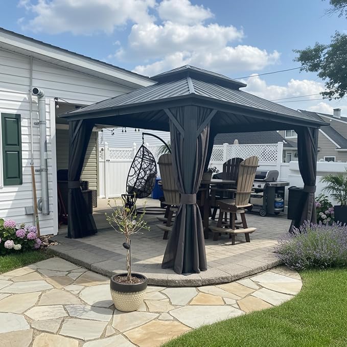 PURPLE LEAF 10' X 12' Gazebo Outdoor Aluminum Gazebo by PURPLELEAF