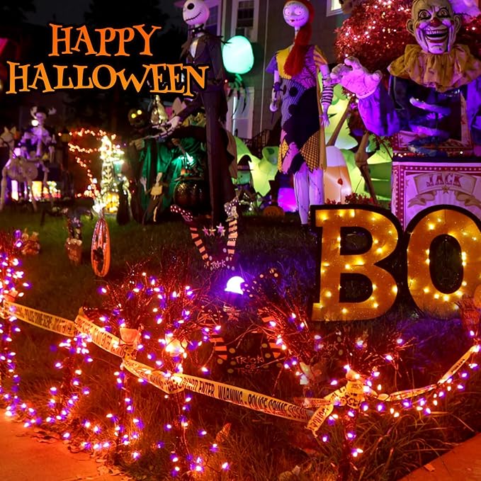 4 Pack 180FT Halloween Solar Lights Outdoor Waterproof, 320LED Orange and - Image 7