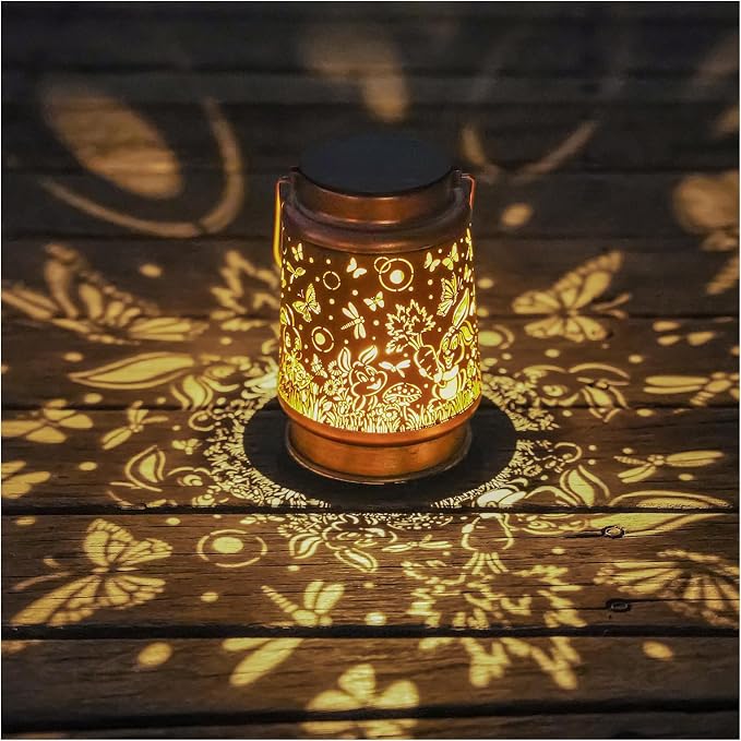 Solar Rabbit Lanterns Outdoor Hanging Decor Lantern, Waterproof Hollow Out by AITENISEN