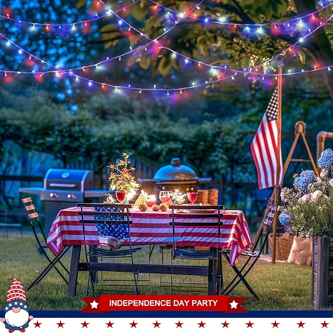 JMEXSUSS 400 LED Red White and Blue Lights Outdoor, 132FT 4th of July Lights - Image 9