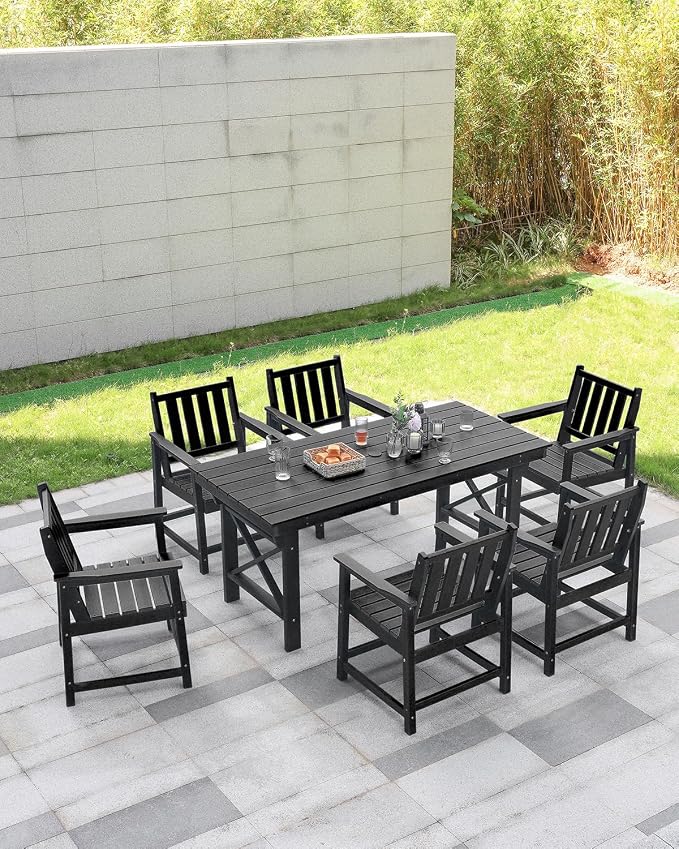 HDPE Outdoor Dining Table, 66.9” Rectangle Patio Dining Table - Image 2