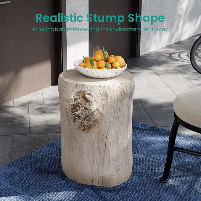 SUNBURY Stump Side Table, Concrete Side Table, Patio Faux Wooden End Table - Image 5